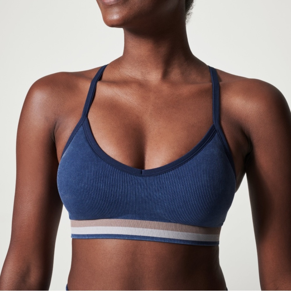 SPANX Acid Wash Seamless Sports Bra in Midnight Navy - EUC Size XL